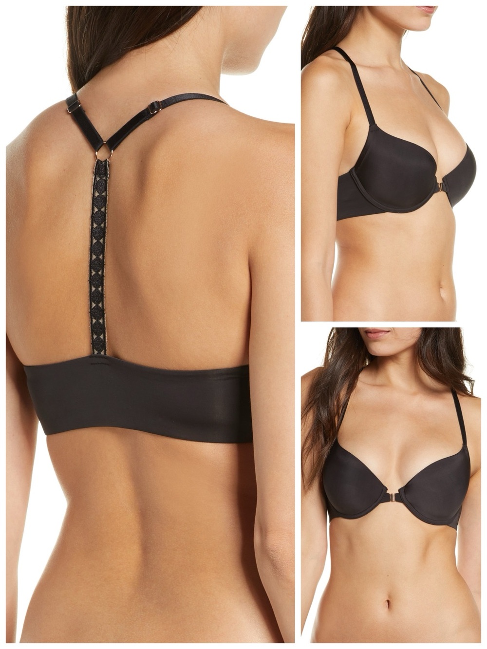 SKARLETT BLUE Swoon Front Close Underwire T-Shirt Bra Black NWT Size 30DD / 30E